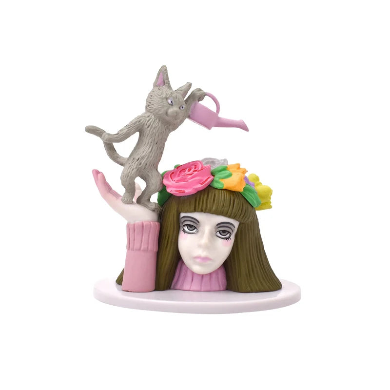Akira Uno Petite Poupee Collection – Shi to Otome LUNE color figure – brown-haired girl with cat companion – Squirox Ken Elephant blind box