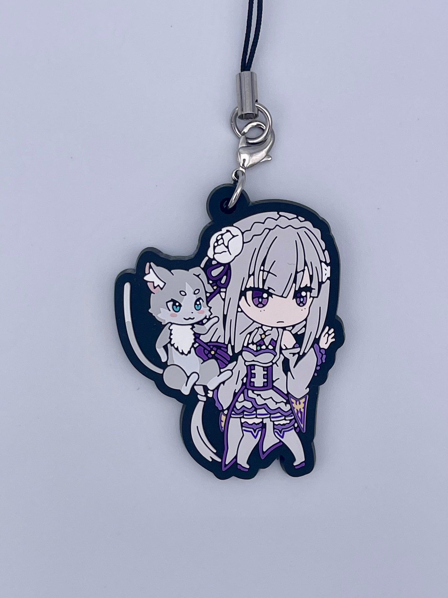 Re:ZERO gachapon capsule packaging - authentic Japanese collectible showing close up of Emilia.