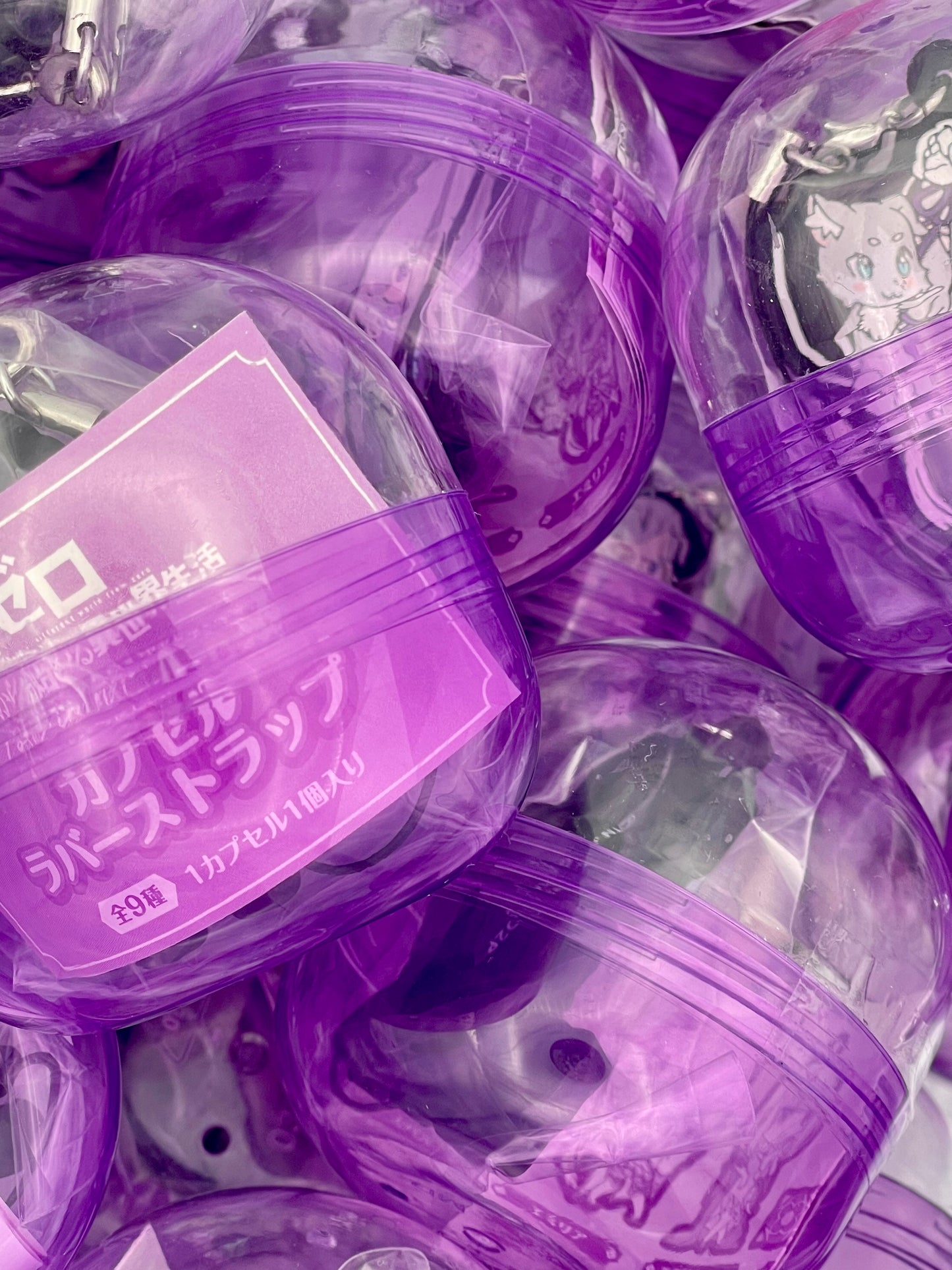 Re:ZERO gachapon capsule packaging - authentic Japanese collectible purple capsules.