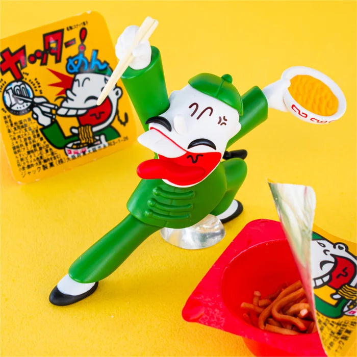 Dagashi Characters Mascot Vol. 3 – Yatta! Men figure in dynamic kung-fu pose next to snacks – Ken Elephant 